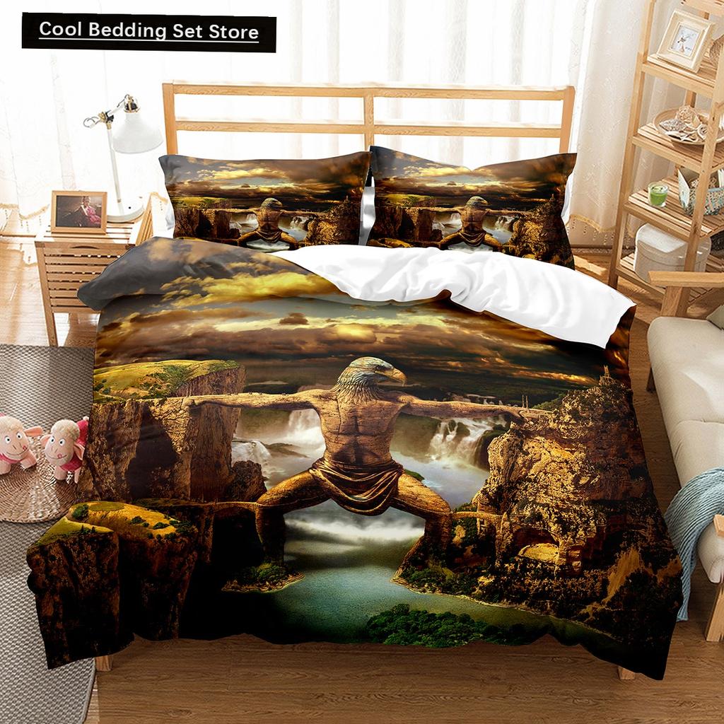 Cartoon Fantasy World King Queen Duvet Cover Magic Castle Bedding Set Mythical Landscape Quilt Cover Polyester Comforter Cover
