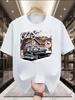 Vintage T-shirt- Vintage Car Pattern Design, Casual Round-neck Style, Soft Cotton Fabric. Suitable F
