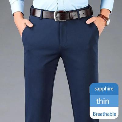 Pantaloni estivi da uomo in seta di ghiaccio Pantaloni casual drappeggiati elasticizzati ultrasottili e traspiranti di fascia alta