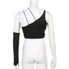 Y2K Style Women's One Shoulder Hollow Out Tank Top With Single Sleevelet Personality Solid Color Sexy Nightclub Cropped Top