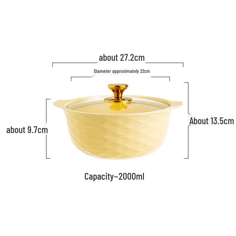 Кремово-желтая керамическая супница с ручками и крышкой