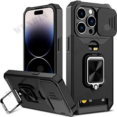 Hülle Für iPhone 17 16 15 14 13 12 Pro Max Plus 8 7 Plus Mini Robuster Schutz Mit Schiebbarer Kameraabdeckung Und Kartenfachabdeckung