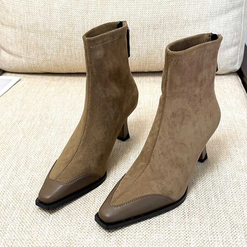Fashion Women's Ankle Boots High Heels Pointed Toe Shoes Sexy Fashion Luxury Short Boots 2025 Winter Designer New Sexy Femlae Snow Botas