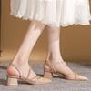 Pointed Toe Women's Sandals With Medium Heels Ladies Shoes 2025 Luxury Summer Comfortable Sandal The Best Offers Asian Size Shoe