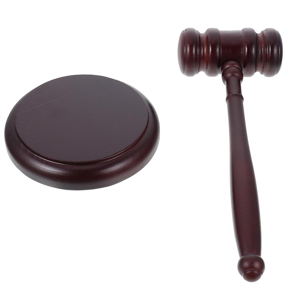 Toyvian Wooden Mallet Gavel with Wooden Base Judge Trial Costume Auction Hammer Gavel Judge Lawyer Trial Chairman Auction Meeting Cosplay Theater