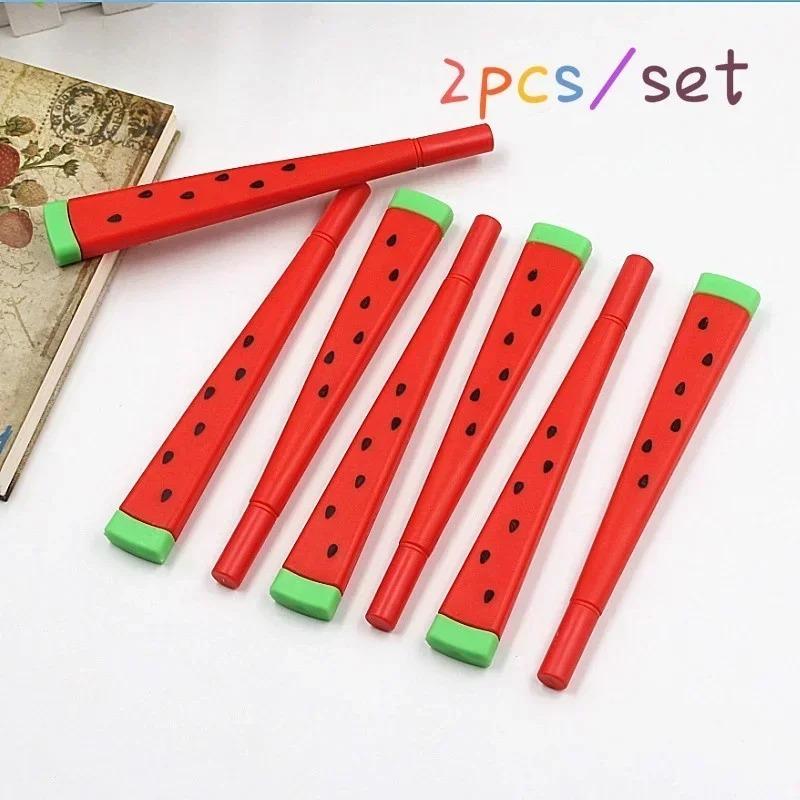 2PCS Cute Kawaii Watermelon Gel Pen Creative Sweet Lovely Funny Pens Student Stationery Writing School Office Supply Girls Gift