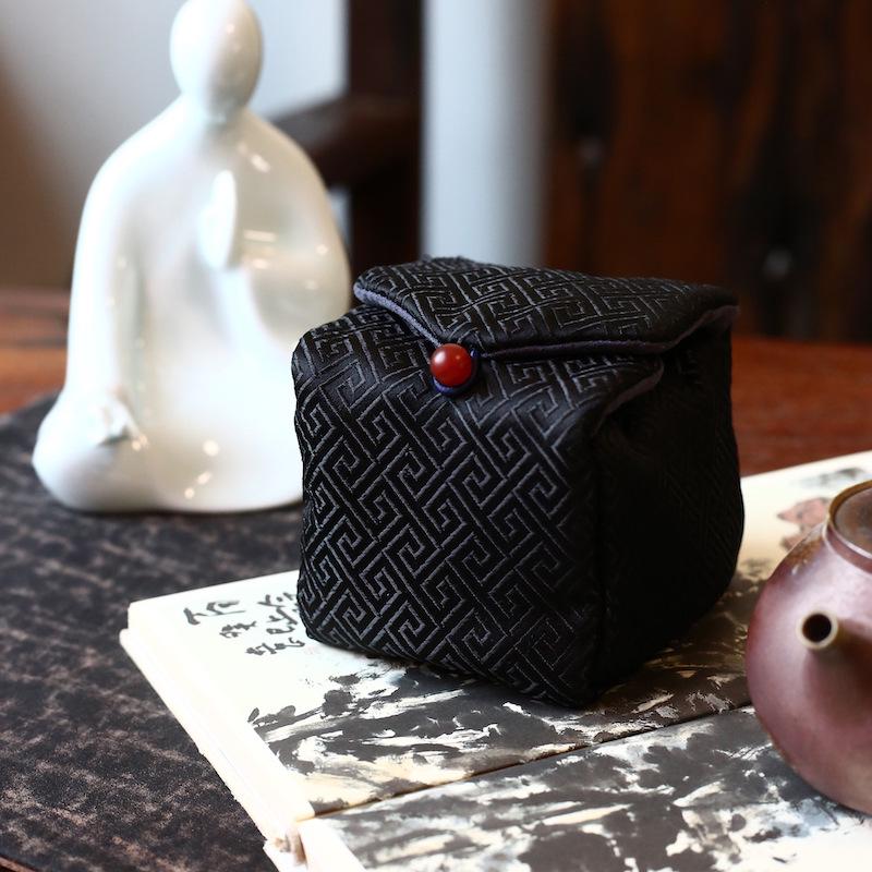 34-Color Chinese & Japanese Brocade Gaiwan Zisha Teapot Ceramic Cup Set With Cotton Bag