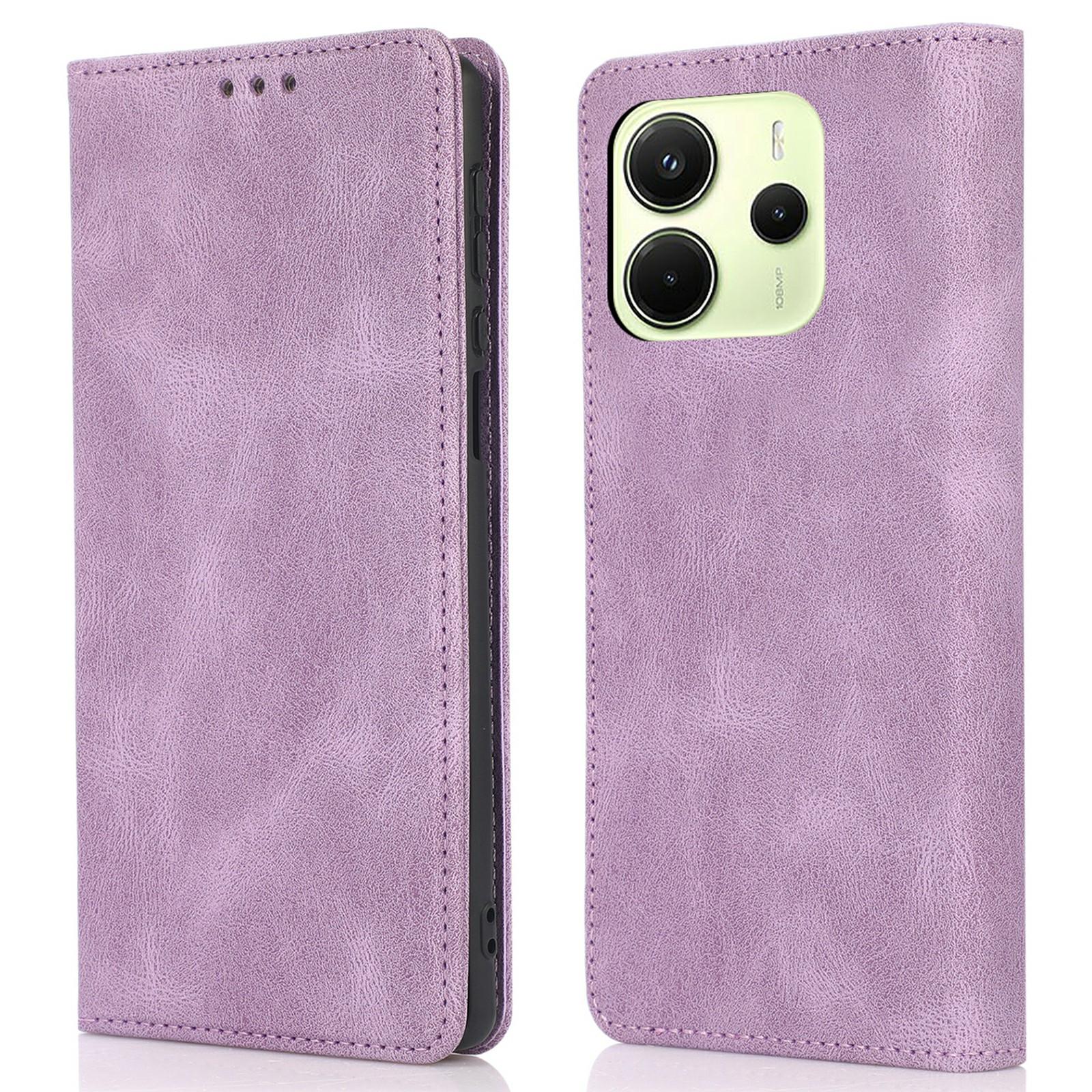 

For Xiaomi Redmi Note 14 5G Case Wallet Magnetic Closing Leather Flip Phone Cover Purple