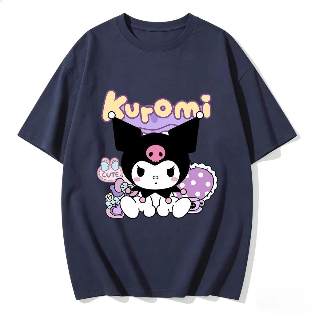 new Summer Cute Kuromi TShirts Soft Cotton Short Sleeve Tees for Parents Kids Breathable Casual Daily Outfit Tops