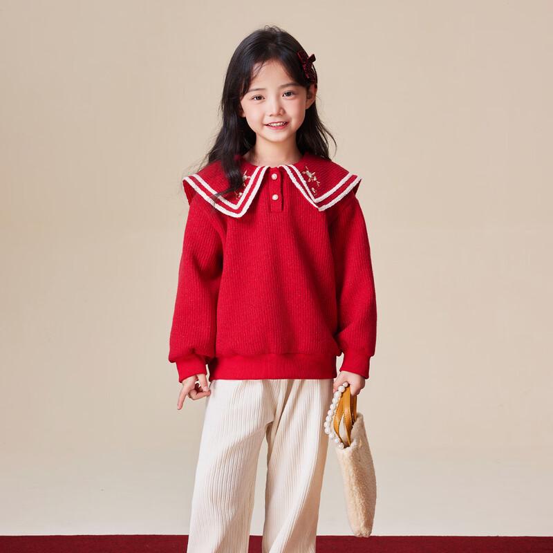 Huatiancai Girls  Embroidered Chinese New Year Sweatshirt 130