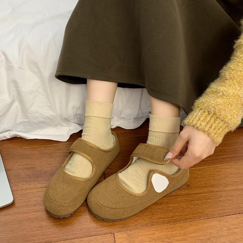 Women's Flat Cotton Shoes Winter New Round Head Shallow Mouth Suede Soft Sole Anti-slip Wear-resistant Low-top Shoes