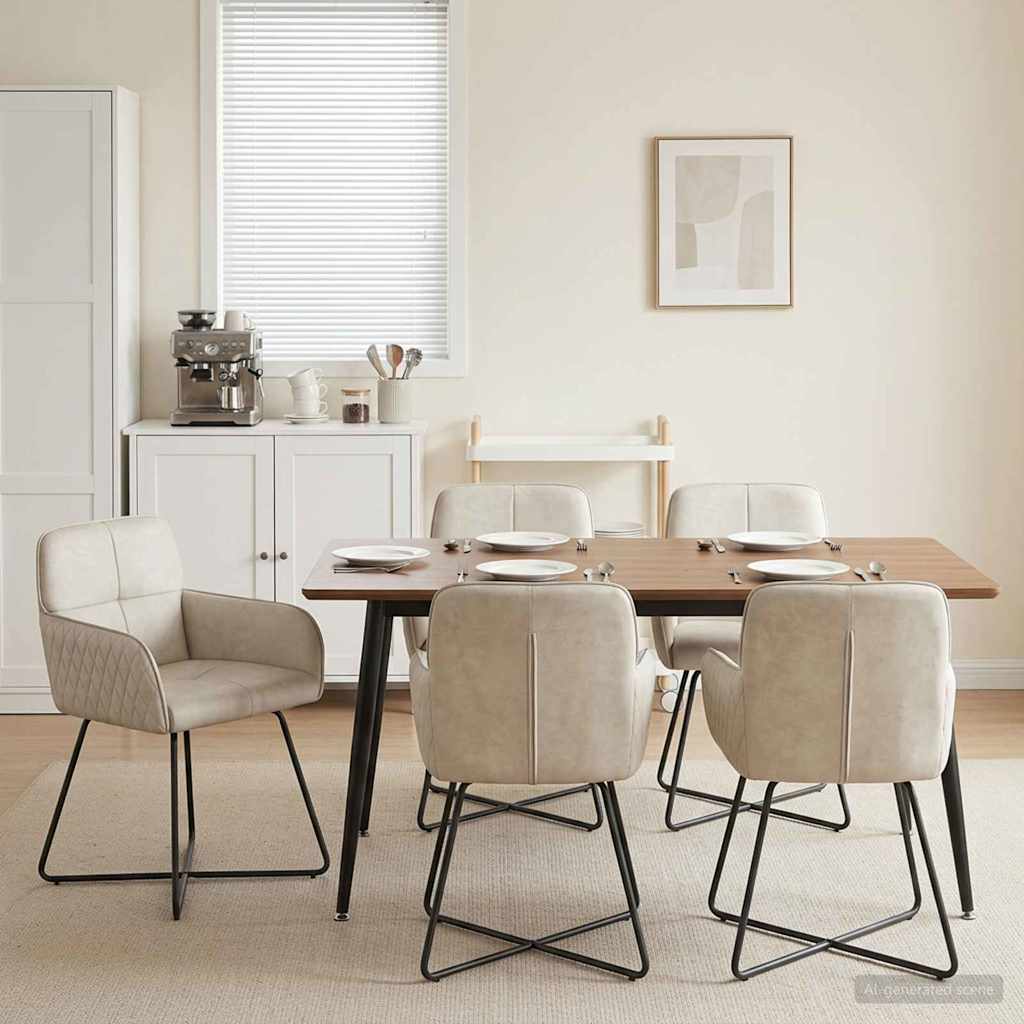 Dining Chairs 6 Pcs Velvet Cream 59 X 56.5 X 86 Cm