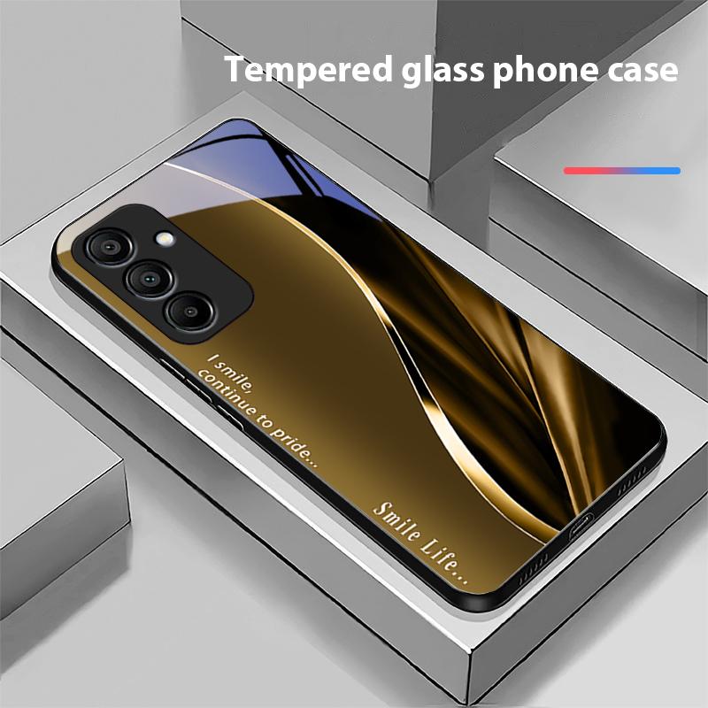 Nowy Miękki Brązowo-Czerwony dla Samsung Galaxy A15 5G 54 4G 51 50 24 35 90 71 12 51 53 52S 80 22 34 Czarny Etui na Telefon ze Szkła Hartowanego