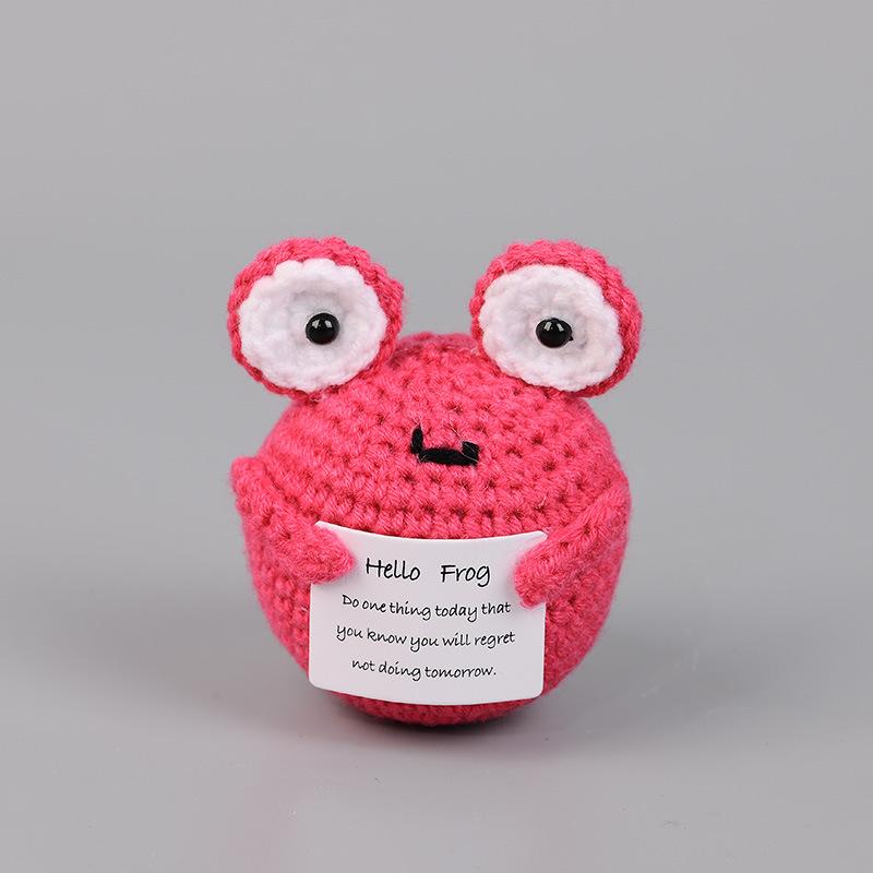 New Positive Energy Goose Hug Pocket Mini Handmade Plush Wool Knitting Doll with Card Funny Christams Gift Home Room Decoration
