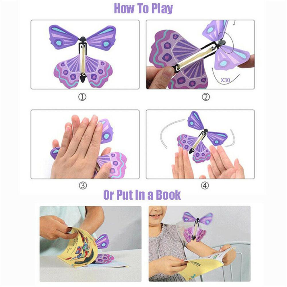 Hot Birthday Party Children Magical Flying Butterfly Flying Card Magic Props Novelty Toys