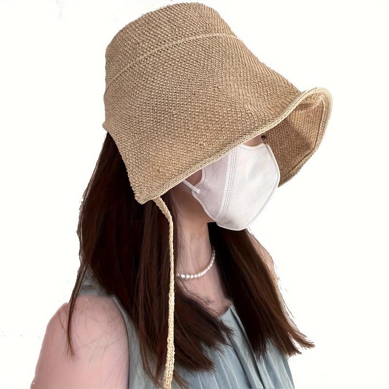 Women's Wide Brim Straw Sun Hat, Vintage Cute Large Brim Hat, Spring-Summer Foldable Beach Hat for Travel, Packable Sun Hat