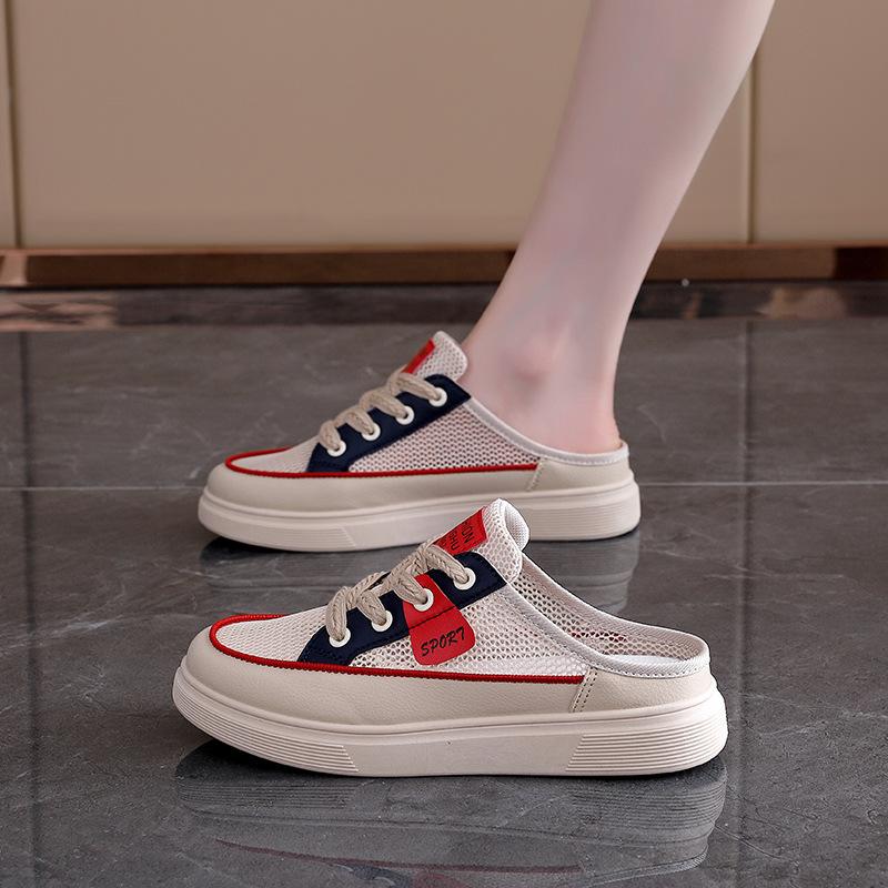 Outer Wear Breathable Semi-cool Slippers Women 2025 Internet Celebrity Korean Version of Versatile Flat Casual Shoes Mesh Women's Shoes KT-283