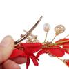 Haarschmuck Rote Blume Damen Haarspangen Festival Haarnadeln Schnabelspangen Chinesische Hanfu Haarspangen
