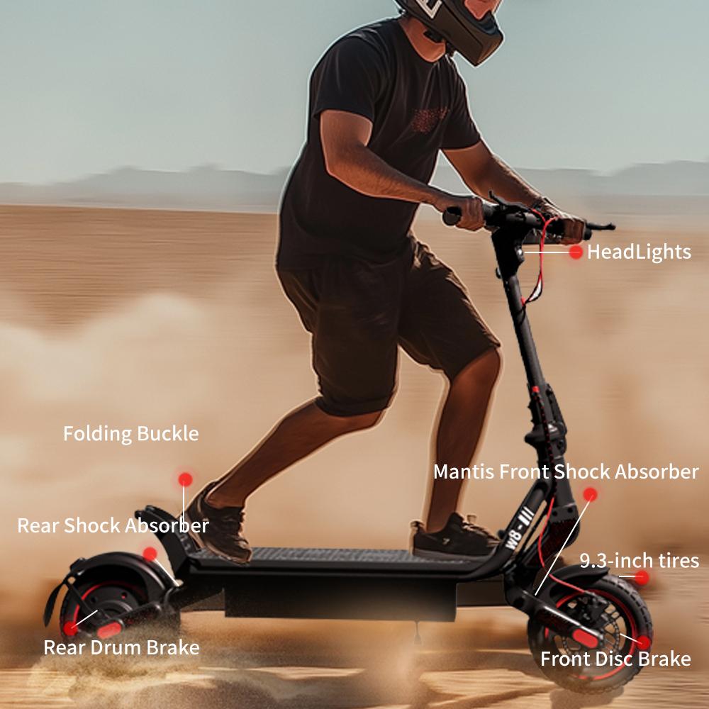 קורקינט חשמלי W8 מנוע 750W סוללה 48V14Ah, מהירות מקסימלית 40 קמ"ש צמיגי שטח 9.3 אינץ', בלם משולש עם אפליקציה מתלים כפולים קורקינטים חשמליים
