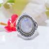 Rainbow Moonstone - India Gemstone 925 Sterling Silver Ring V8545, White Ring, Oval Ring, Valentin's Day Gift, Gift For Her, Birthday Gift, Handmade J