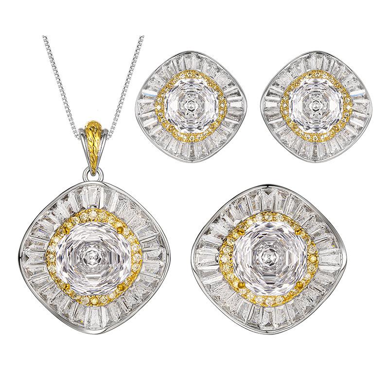 Herbst- und Winterschmuck Kupferboden Vergoldet Rosenschliff Weißer Diamant Temperament Leichter Luxusanzug Frauen 14-10Mm