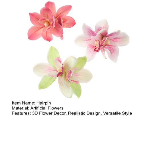 1/3 Stück Damen Haarspange Sicherer Halt Realistisches Orchideen-Design Haarspange Nicht verblassend Dekorative Haaraccessoires