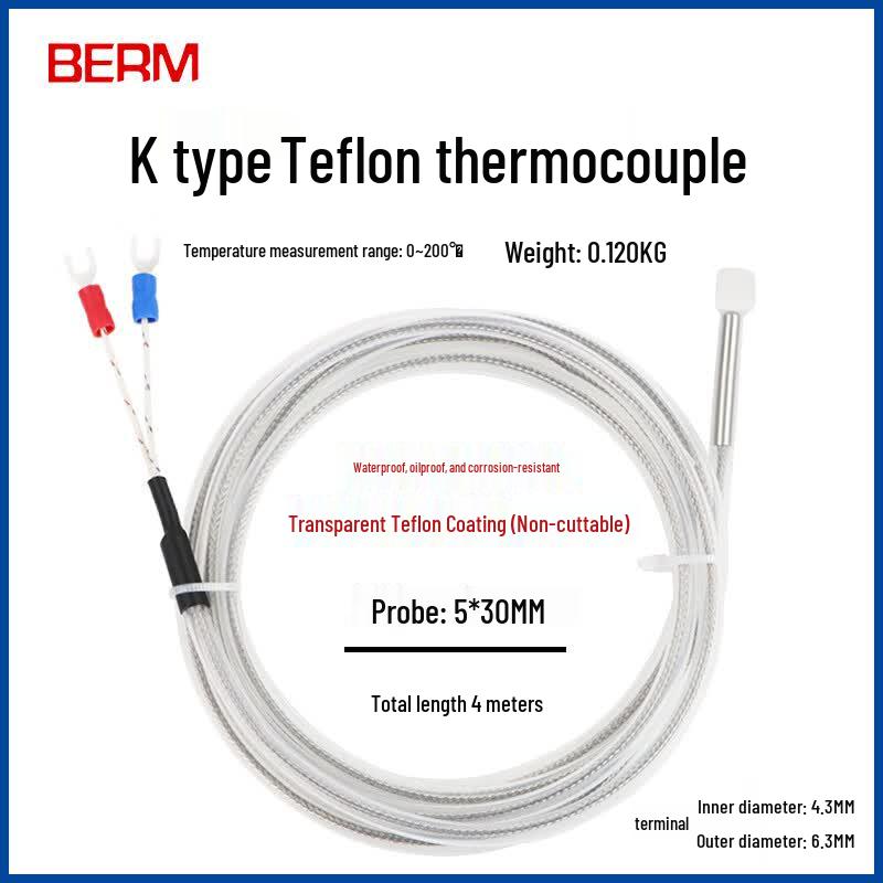 BERM K-Type PTFE Temperature Sensor Probe