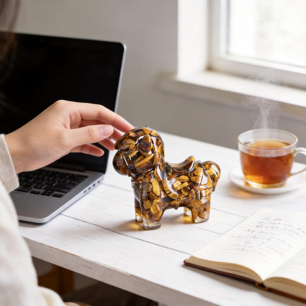 Resin Animal Ornament With Water Crystal Fill For Office Desk And Wealth Enhancement