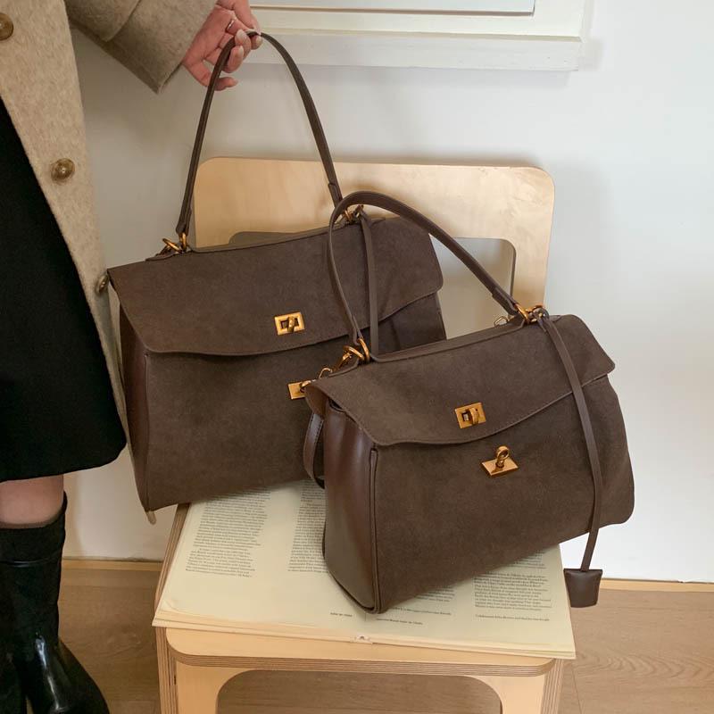 Geantă de mână tote crossbody de damă 2025 Retro cu suprafață din piele întoarsă toamnă/iarnă