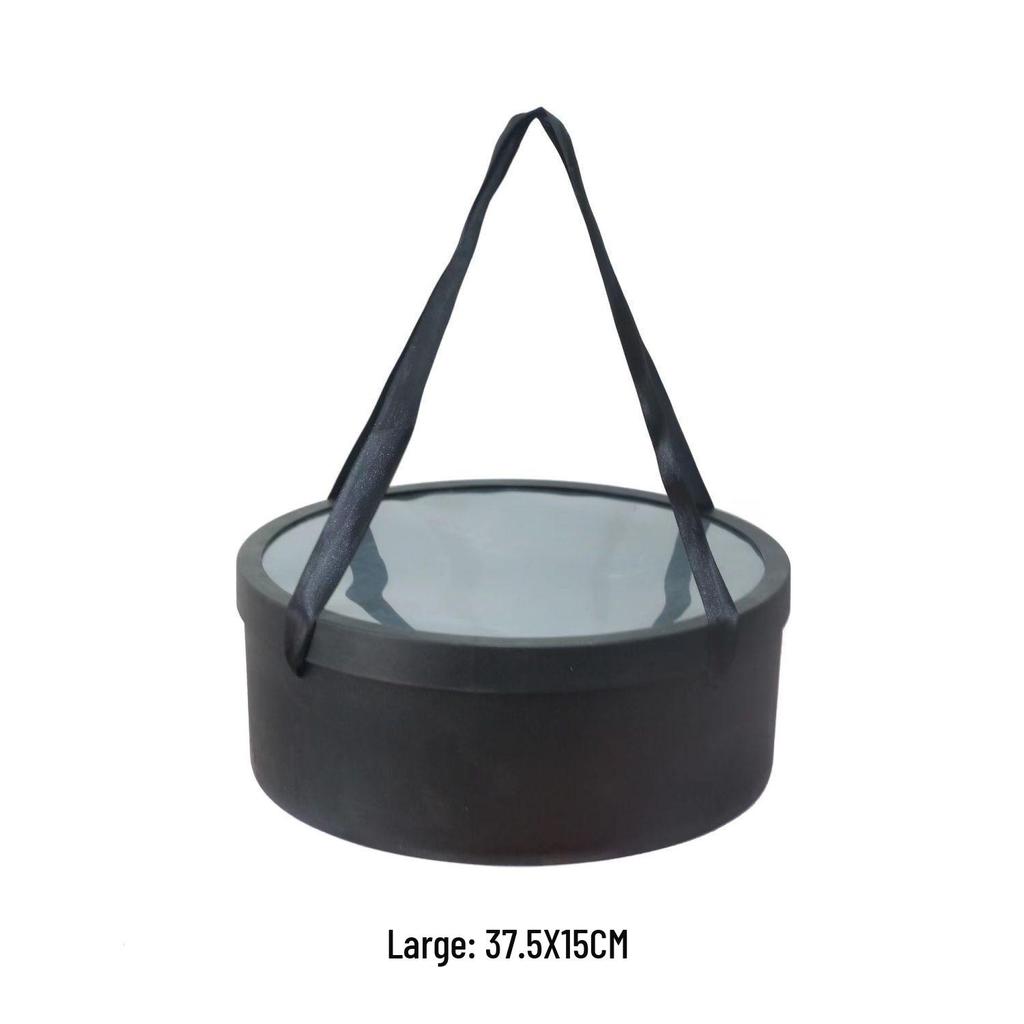 Set Cutii Rotunde Trasparente Impermeabile cu Mâner Panglică pentru Flori Proaspete și Fructe, Pachet Buchet de Iarnă.