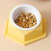 Raised Cats Bowl Plastic Tilted Elevated Spill Proof Hexagonal Pet Food Bowl for Home Yellow
