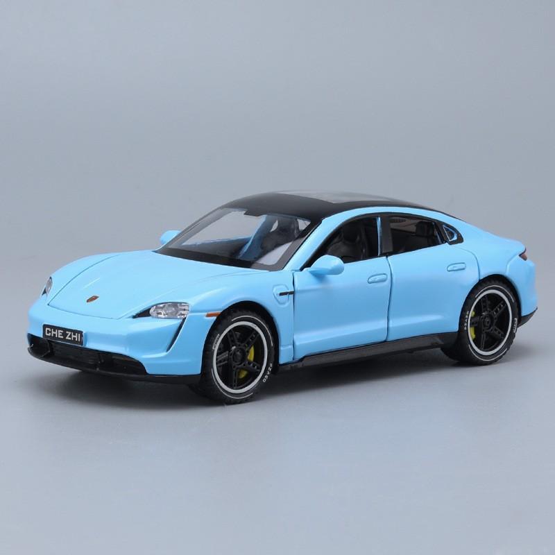 1:32 Porsche Taycan High-Simulation-Automodelle aus Metallguss, Sportwagen mit Sound und Licht, Rückziehmechanismus, Supercar-Geschenke für Kinder