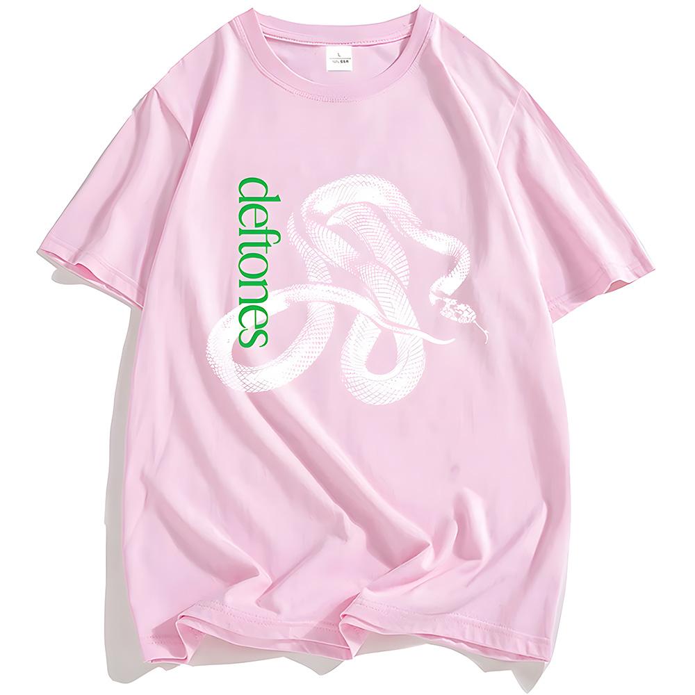 

Футболка с логотипом Deftones Snake, принт альбома Private Music, 100% хлопок, высокое качество, модная футболка с коротким рукавом, свободная, унисекс XXL розовый