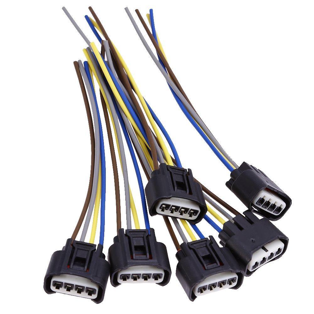 90980-11885 Ignition Coil Connector Plug Harness Replacement For Toyota Lexus 4-Way Female (Pack Of 6)