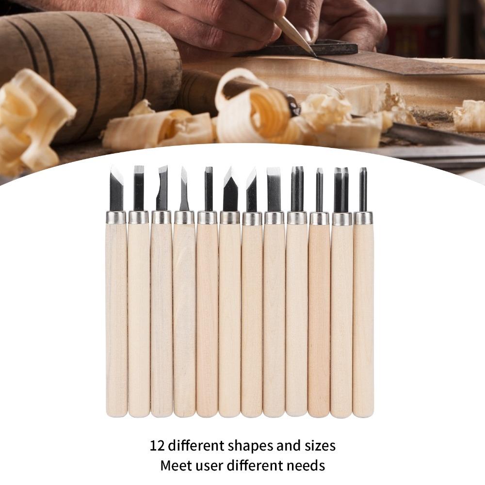 12PCS Steel Wood Carving Tool Set Professional Carving Chisels Storage Box Wood Carving Chisels Different Sizes