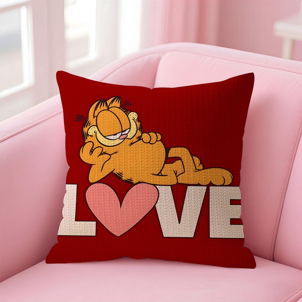 Cartoon GGarfield Cushion Cover Natural Linen Pillow Case DoubleSided Print Decorative Sofa Pillowcase Home Decor Gift