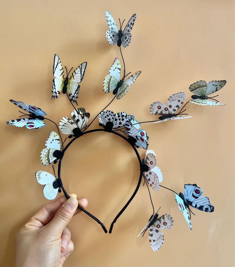 Elegant Korean-Style Bridal Floral Wreath Butterfly Headband