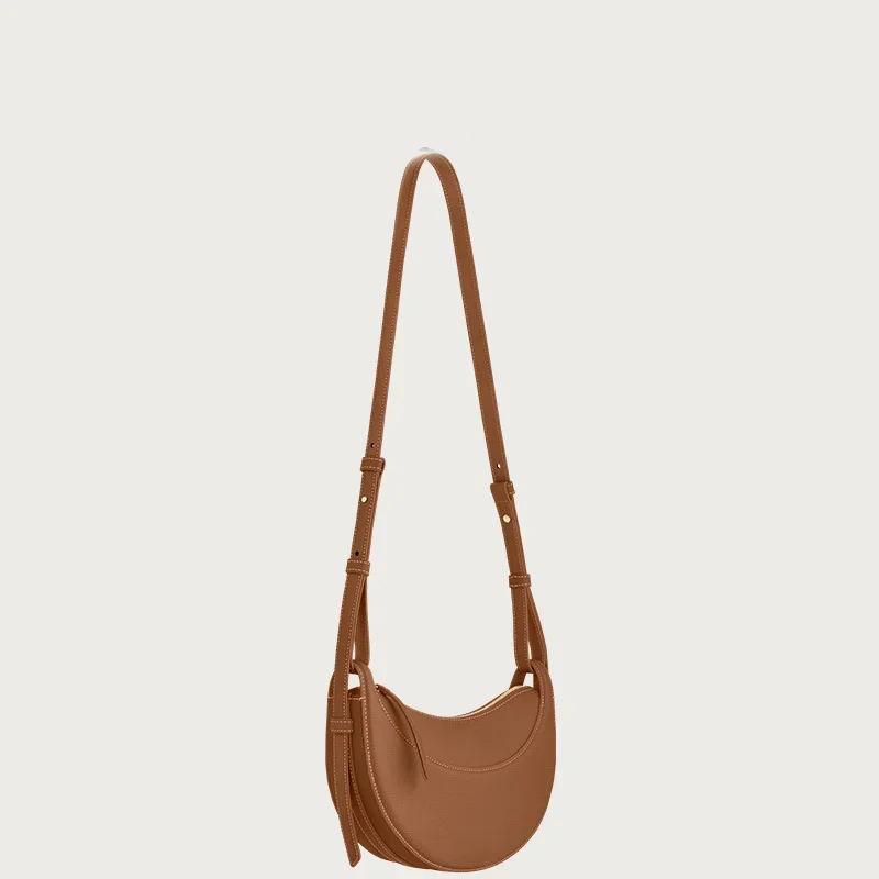 Französische Nischen-Damenhandtasche Achselhöhlen-Knödel Kamelleder Halbmond-Tasche Große Umhängetasche für Damen Premium