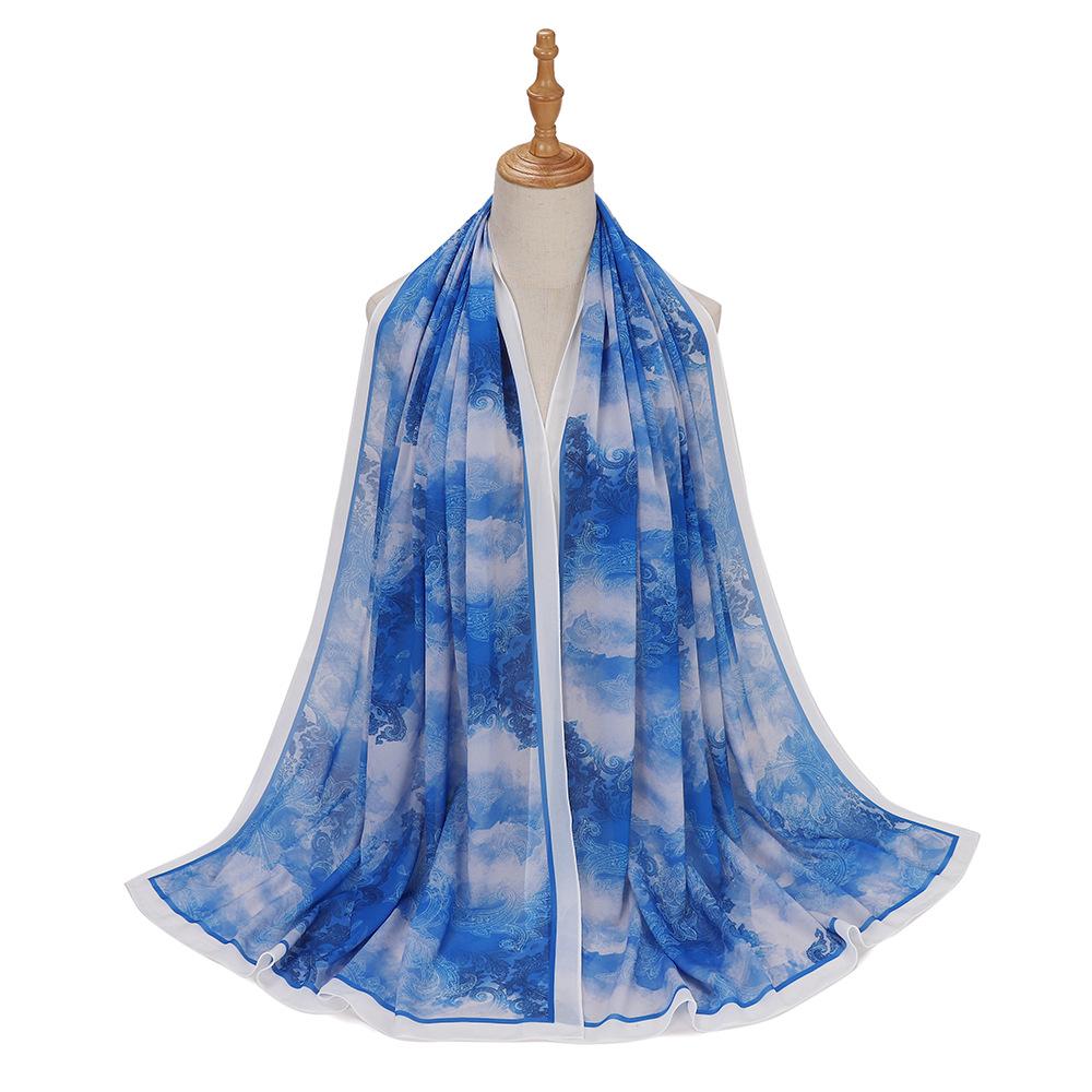 New Designs Printed Hijab Chiffon Scarfs For Women Scarves Muslim Fashion Turbans Malaysian Muslim Hijabs Wraps Ramadan Turban