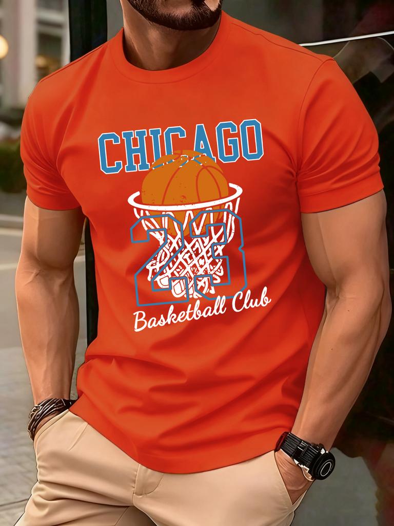 Chicago No23 Basketball Club Print T Shirts Men Summer Cotton TShirt Hip Hop Loose Streetwear AllMatch Casual Clothing