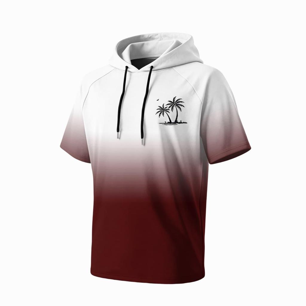 Men's Summer Quick Dry Short Sleeve Hoodie UPF 50 Plus Sun Protection Lightweight Fishing Sports Hooded Shirt