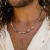 Bohemia White Blue Natural Stone Beads Geometric Necklace Contrast Color Stainless Steel for Women And Men Jewelry
