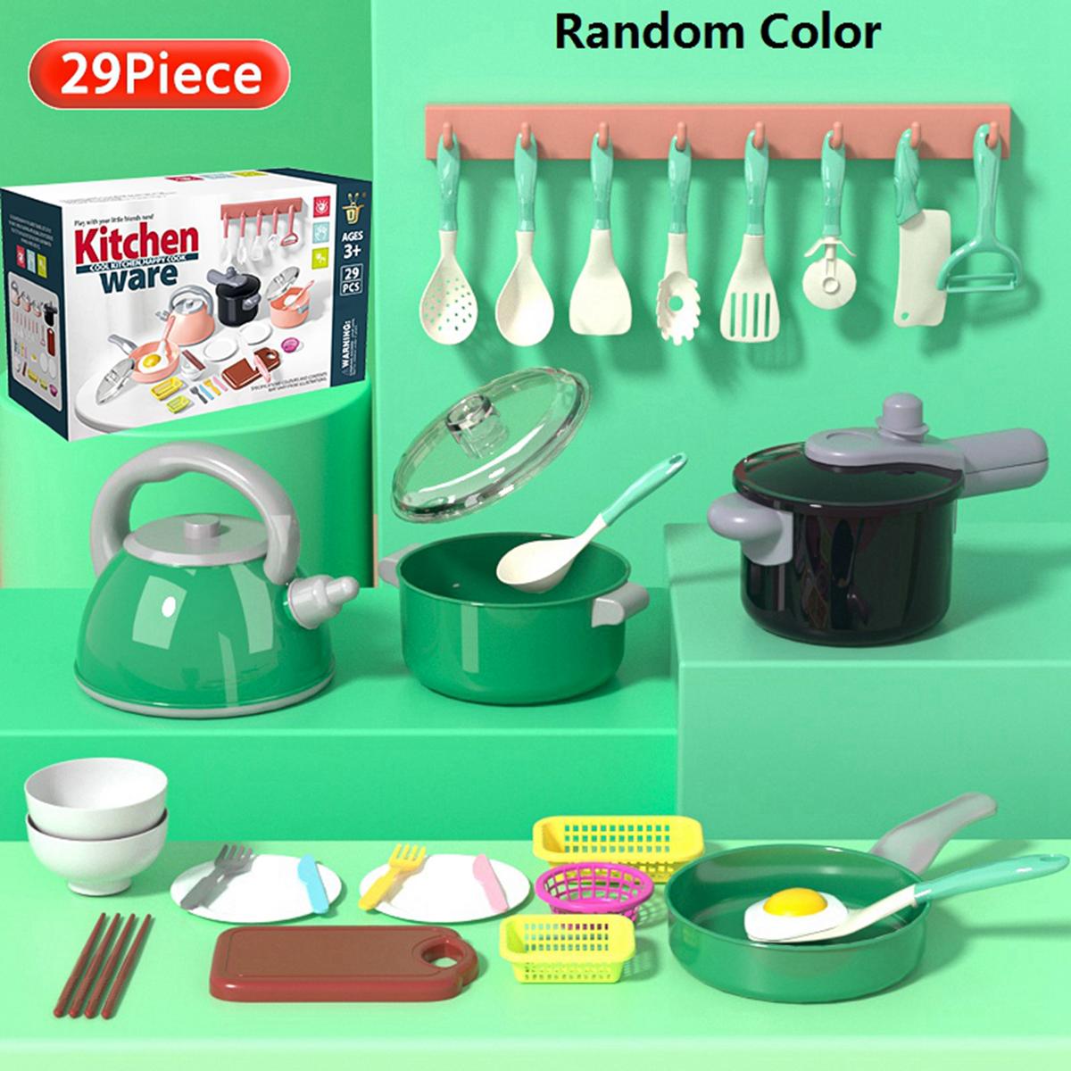 Kids Kitchen Toys Set 29/92/119PCS Play Kitchen Accessories Kit with Play Pots Pretend Food Cooking Toy Toddler Girls Boy Gift