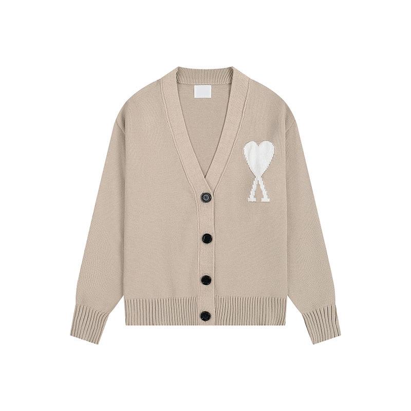 Klassischer Strick-Cardigan mit Herz-Stickerei - Unisex Lockerer Pullover