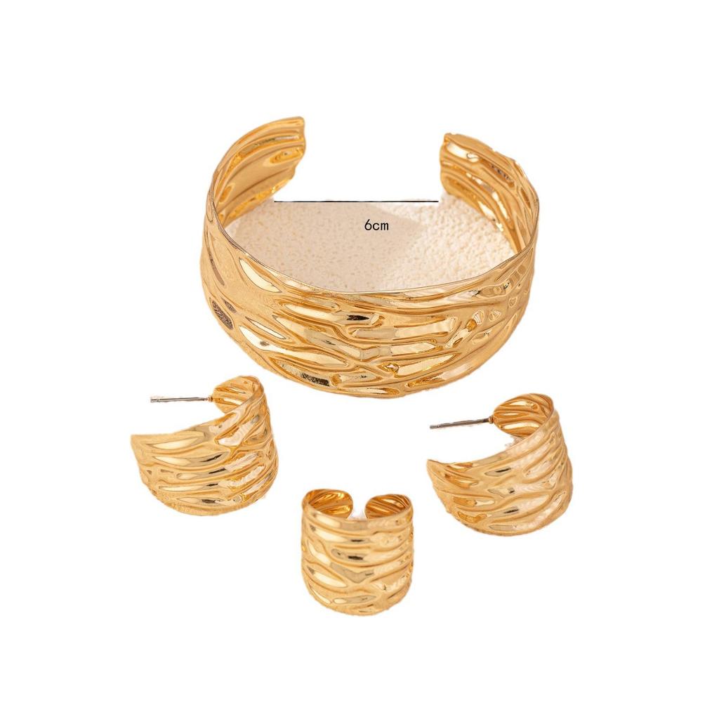 Elegant European and American Bracelet, Ring & Earring Set with Unique Design - Fashionable, Simple & Versatile