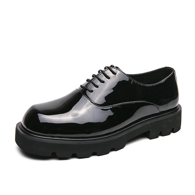 Men s Glossy Leather Height-Boosting Lace-Up Shoes for Spring/Autumn 44