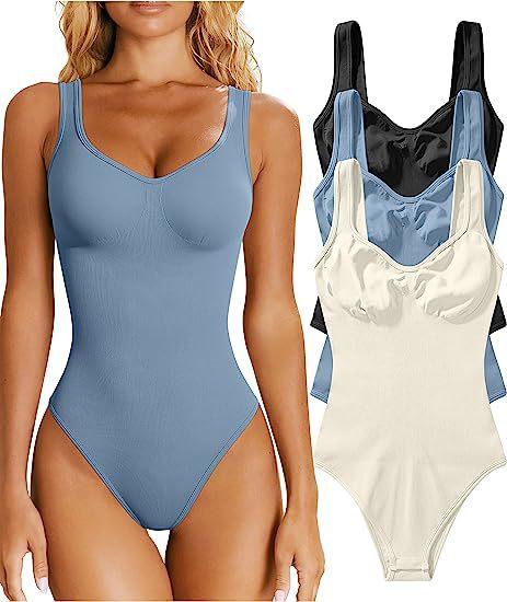 European And American New Women'S Onesie Sexy Pit Ribbed V-Neck Sleeveless Vest Onesie White