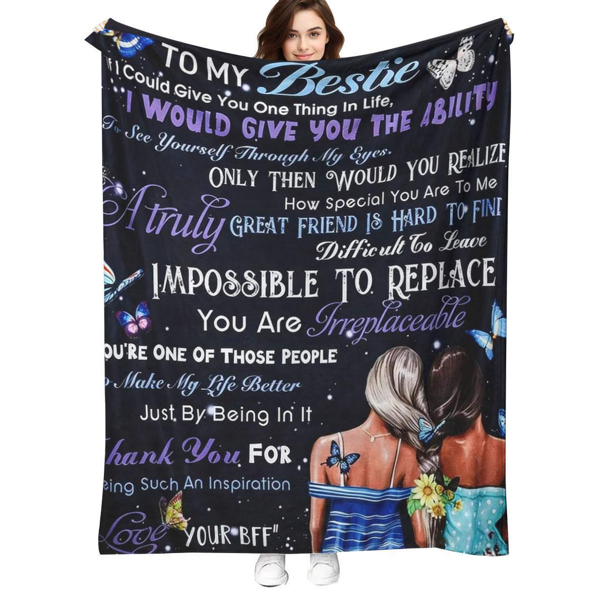 1 piece of comfortable best friend forever flannel blanket soft warm best friend illustration with heartfelt message soft 75x100cm (30x40inch)