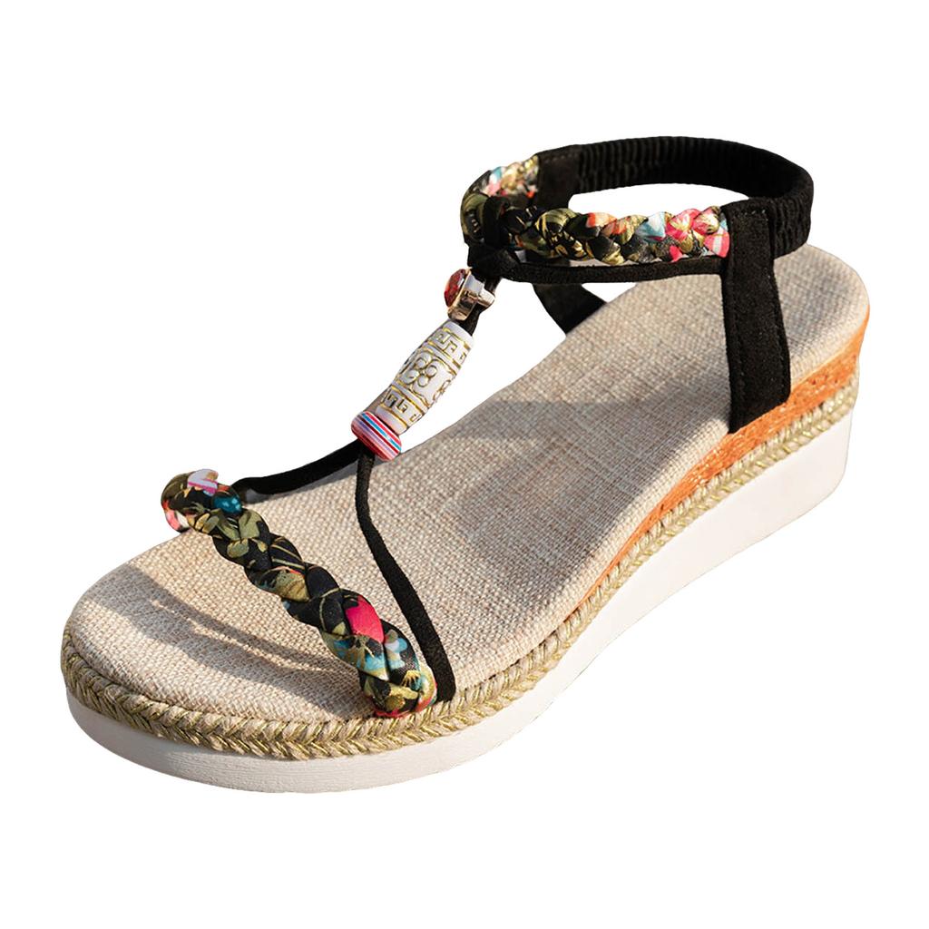Platform Toe Bohemian Women'S Shoes Soft Soled Slip Sandals Womens Wedge Sandal Soft Sandals For Women
