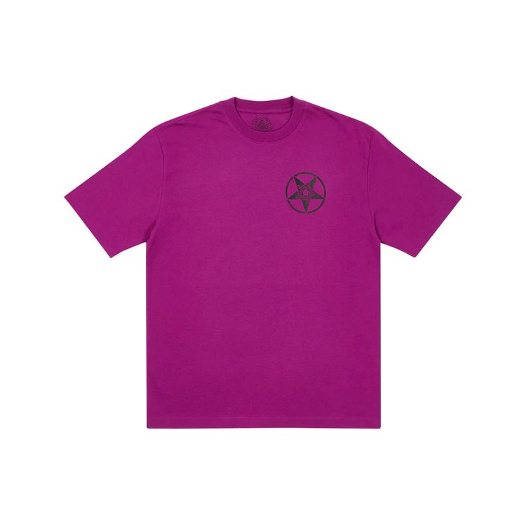 Palace Geometric Letter Print Loose Short Sleeve T-Shirt Unisex Tops Purple P21TS021